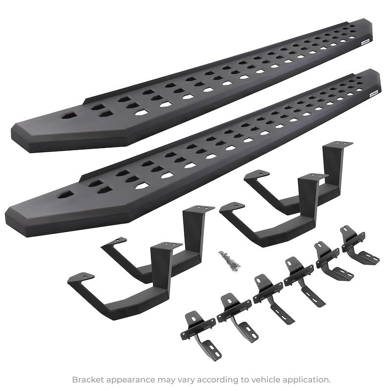 Go Rhino Running Boards RB20, Mounting Brackets, & 2 Pair of Drop Steps | Galvanized Steel, Textured Black | 6944158020PC | Fits 2007-2021 Toyota Tundra Double Cab Pickup