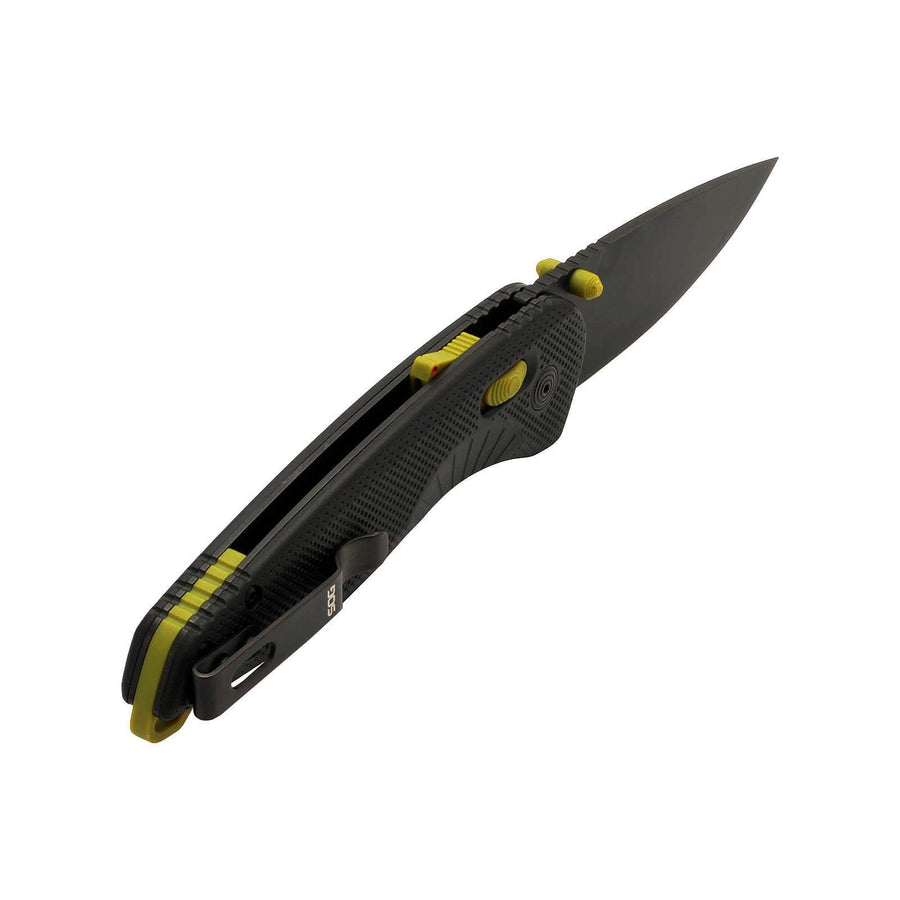 SOG Aegis AT Folding Outdoor Pocket Easy to Carry Knives | CRYO D2 Stainless Steel Blade | AT-XR Lock, Black/Moss