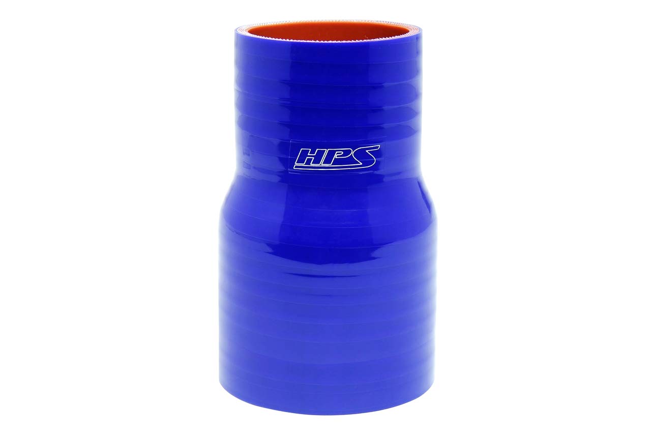 HPS Silicone HTSR-225-300-L4-BLUE High Temperature 4-ply Reinforced Reducer Coupler Hose, 60 PSI Maximum Pressure, 4" Length, 2.25" > 3" ID, Blue