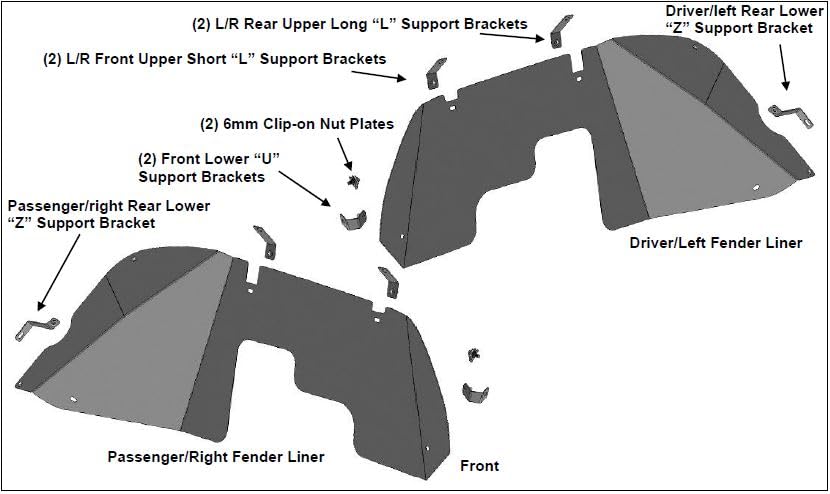 Full Set Black Horse Tubular FENDER FLARES & Inner FENDER FLARES Liners - Front & Rear Matte Black Compatible with 2020-2023 Jeep Gladiator-TIFR20G