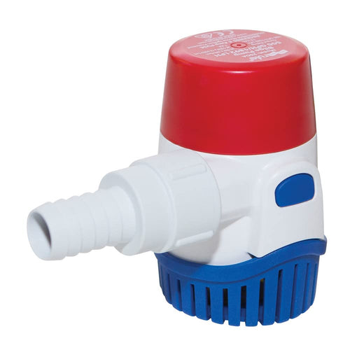 Rule 25DA Standard Bilge Pump - Not Automatic, Submersible, Marine Bilge Pump for Boats with Thermal Cut-Off, Check Valve, Low Amperage, 3/4" Threaded Ports, Ideal Boat Accessories - 500 GPH, 12V