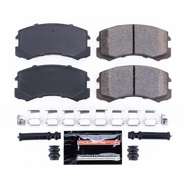 Power Stop Z23-904 Z23 Evolution Sport Carbon Fiber Infused Ceramic Brake Pads with Hardware For Mitsubishi Lancer 2002-2007 [Vehicle Specific]