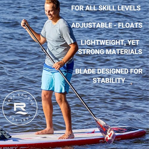 RAVE Sports Adjustable SUP Paddle – Lightweight Oar for Stand Up Paddleboard, Floats and No Twist Handle Lock, Glide Style