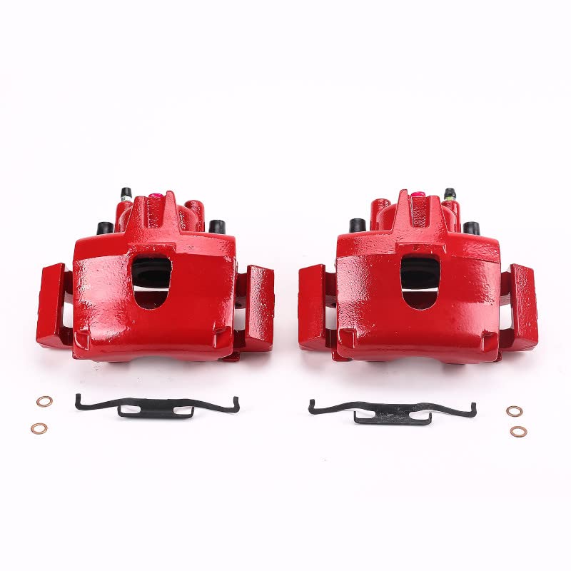Power Stop Front S4776 Pair of Calipers High-Temp Red Powder Coated For Chrysler Town & Country, Chrysler Voya, Dodge Caravan, Dodge Grand Caravan [Model Specific]