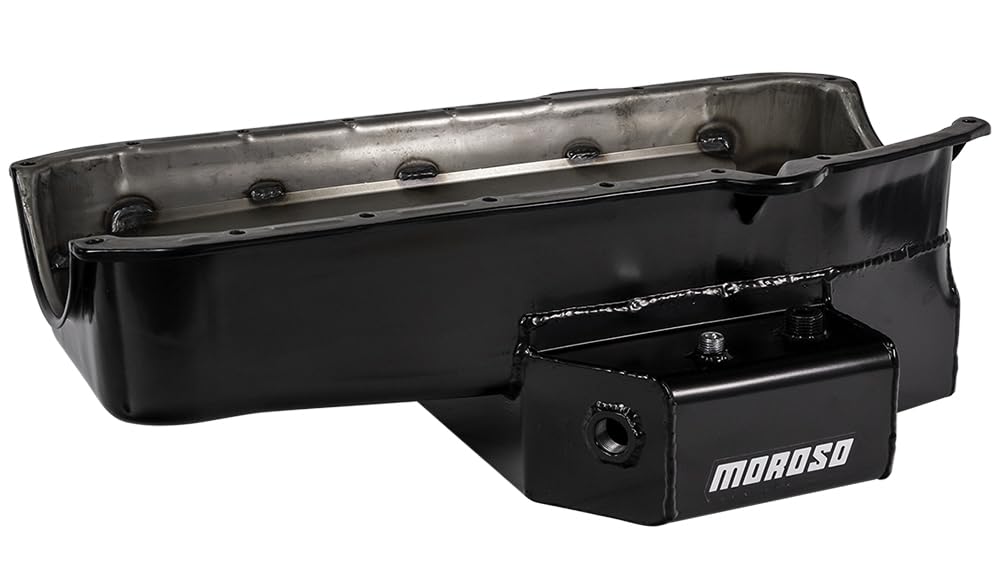 Moroso Steel Wet Sump Oil Pan 21811, Fits Small Block Chevy Engines, 7 Quart Capacity