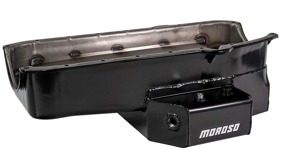 Moroso Steel Wet Sump Oil Pan 21811, Fits Small Block Chevy Engines, 7 Quart Capacity