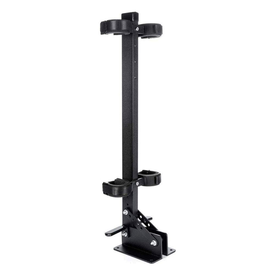 Quick-Draw Supreme GREAT DAY Vertical Double Gun Rack - Floor Mount - Quick-Disconnect Mounting Adaptor Plate Included - For UTVs /Carts With A Completely Flat Floorboard - Aluminum Frame - Black Powder-Coated Finish - 2 Gun Holder, QD800S