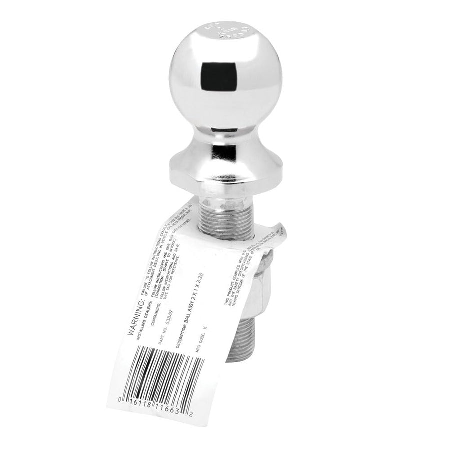 Reese Class III 63849 Chrome Hitch Ball - 2" Ball x 1" Shank Diameter x 3.25" Length