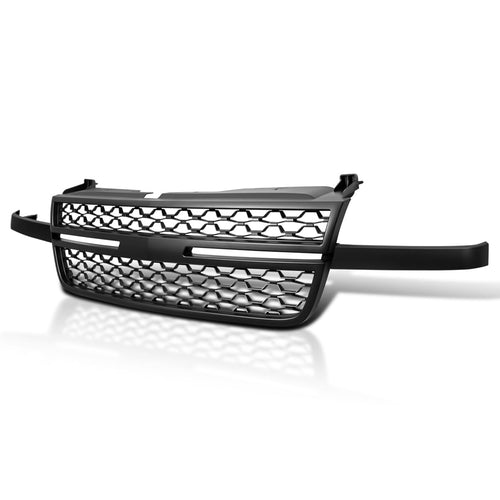 Matte Black Honeycomb Front Bumper Grille Spec-D Tuning Compatible with 2005-2007 Chevy Silverado 2500HD 3500HD Pickup Truck