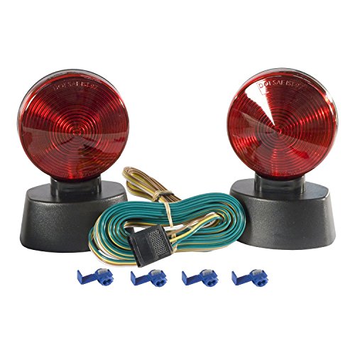 CURT Magnetic Trailer Lights for Towing Dinghy, 4-Pin Flat Plug, Stop Tail Turn, Storage Case