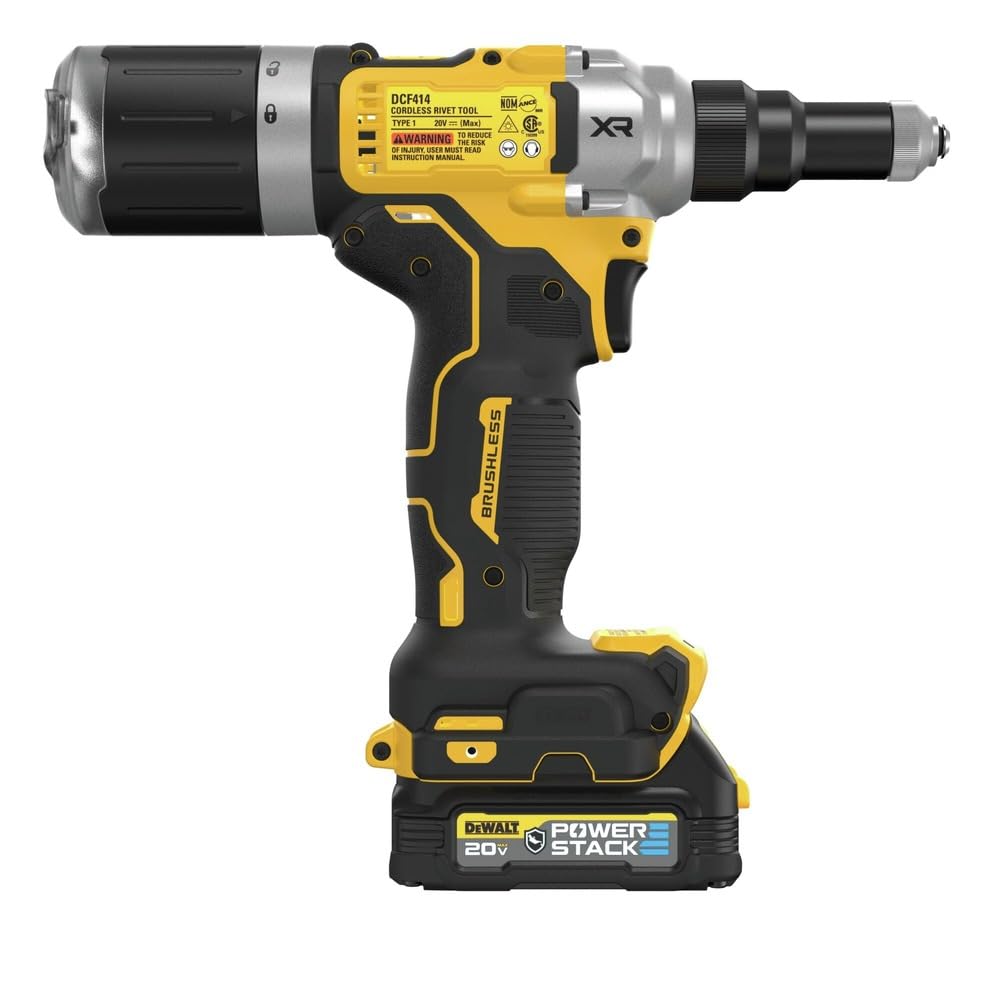 20V MAX XR DEWALT Cordless Rivet Tool, 1/4", Battery and Charger Included (DCF414GE2)