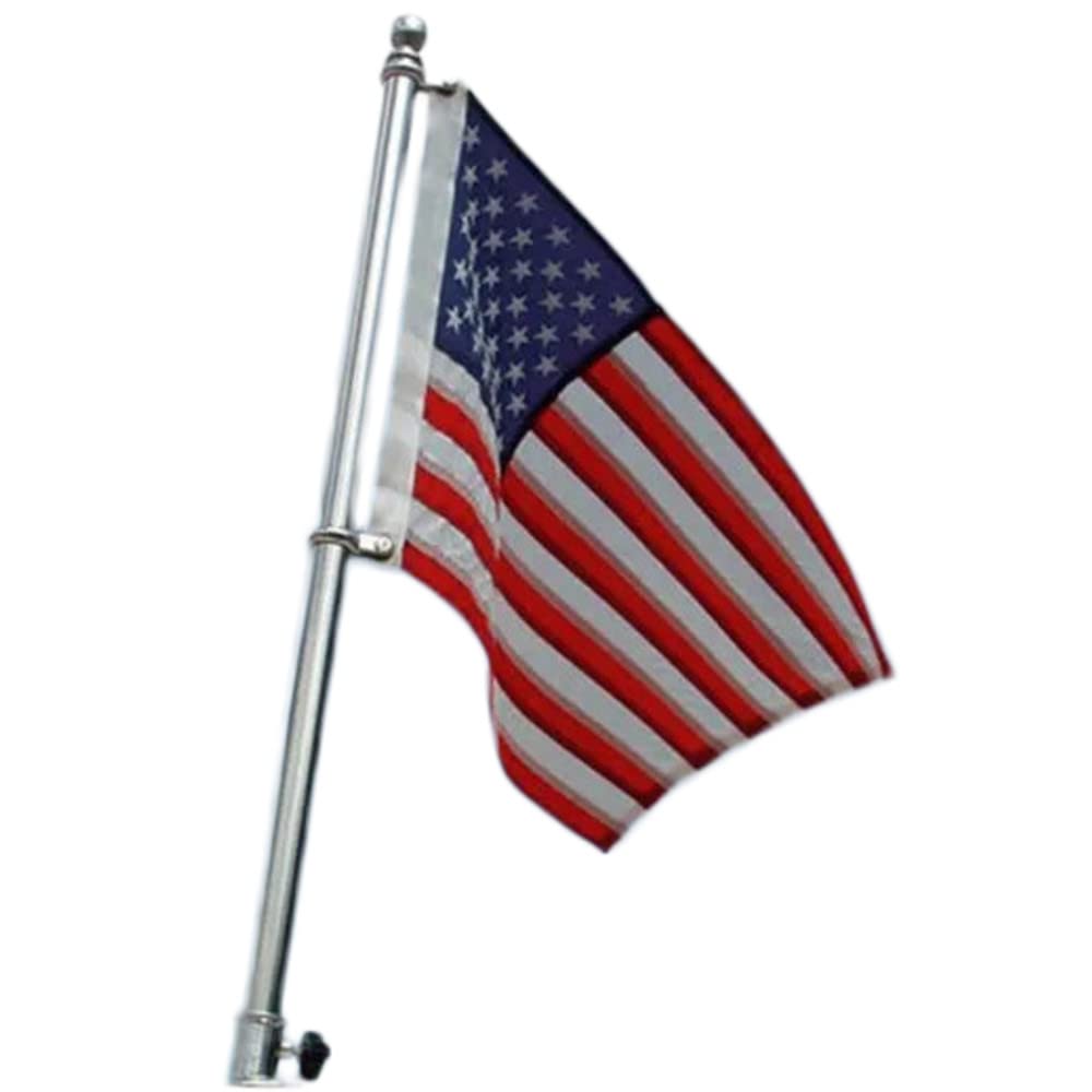 Taylor Made Flag Pole Kit Stainless Steel 18" – Made from T304 stainless steel – Adjustable clips for a taut fit – Easy installation to boat gunwale – Mounting base and hardware included – 2020109077