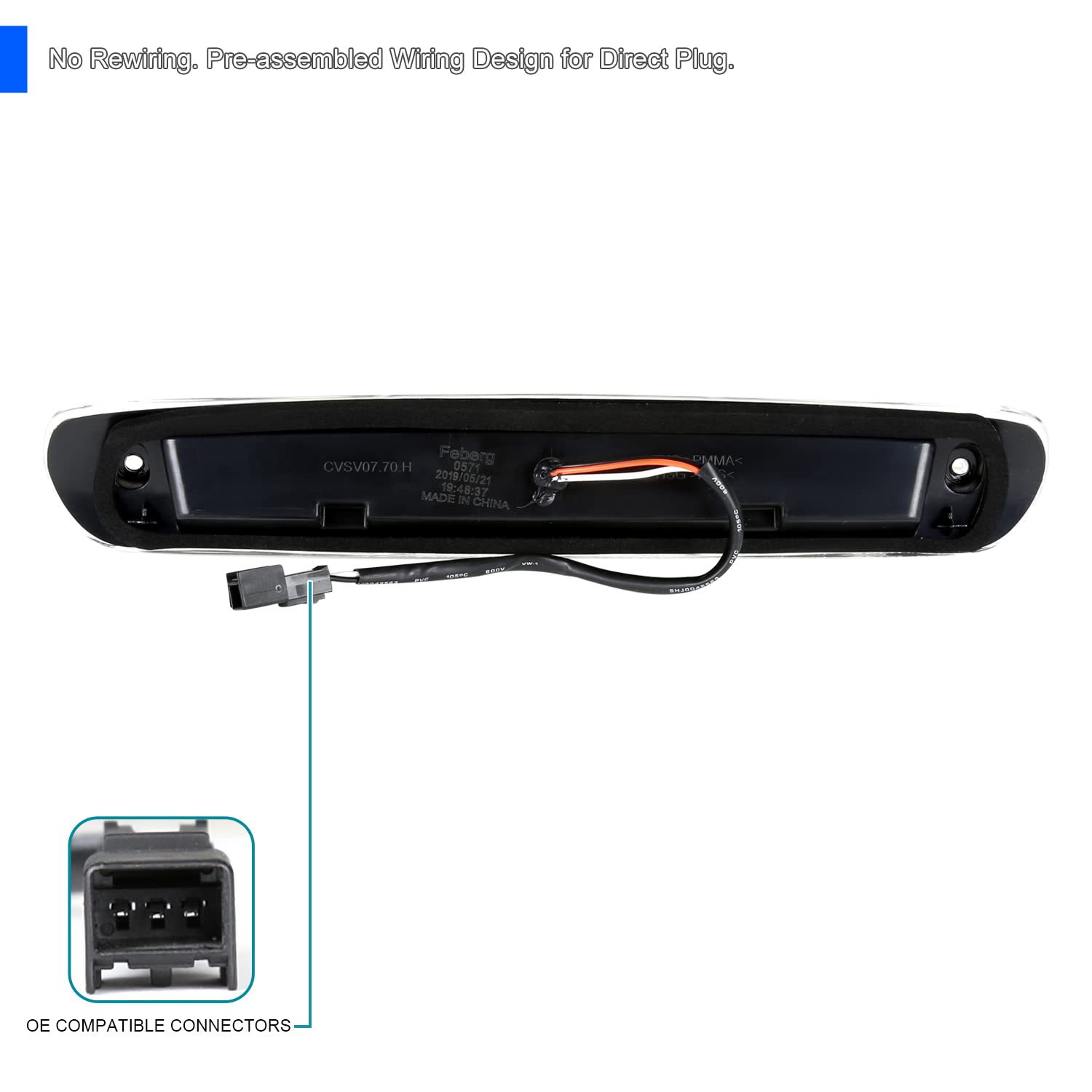 Chrome LED Spec-D Tuning 3rd Brake Light Compatible with 2007-2012 Chevy Silverado, 2007-2012 GMC Sierra 1500/2500/ 3500