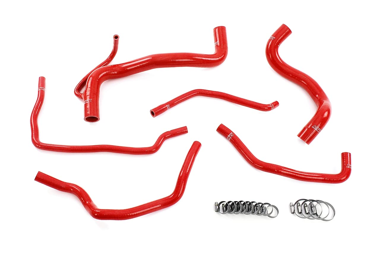 HPS Performance Red Silicone Radiator, Coolant Heater, And Expansion Tank Hoses Compatible for 2008-2015 Scion xB 2.4L, 57-2149-RED