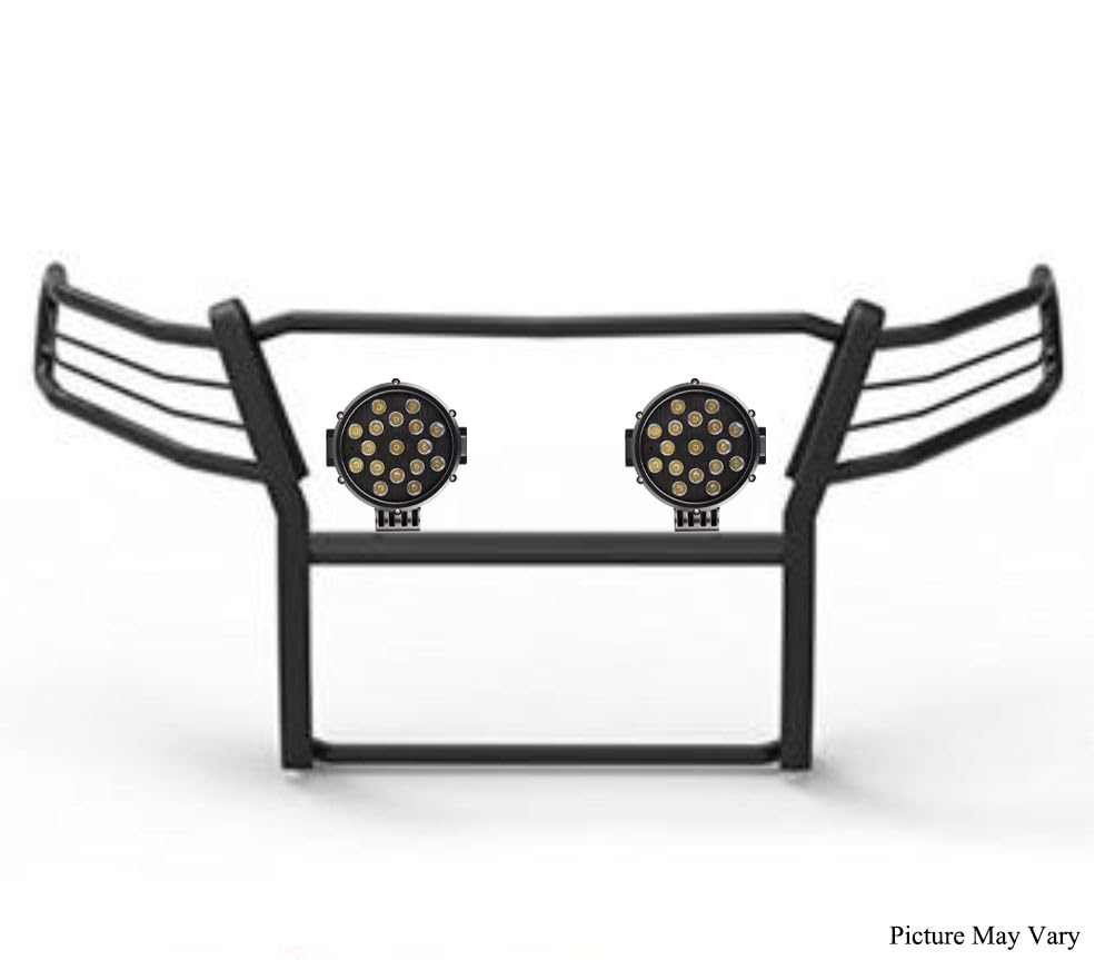 Grille Brush Black Horse Bumper Guard Modular Black Come with Pair of 7.0" Dia.LED Lights with Black Trim Rings Compatible with 2015-2022 Colorado/Canyon(Excludes ZR2 submodel)-17GC15MA-PLB