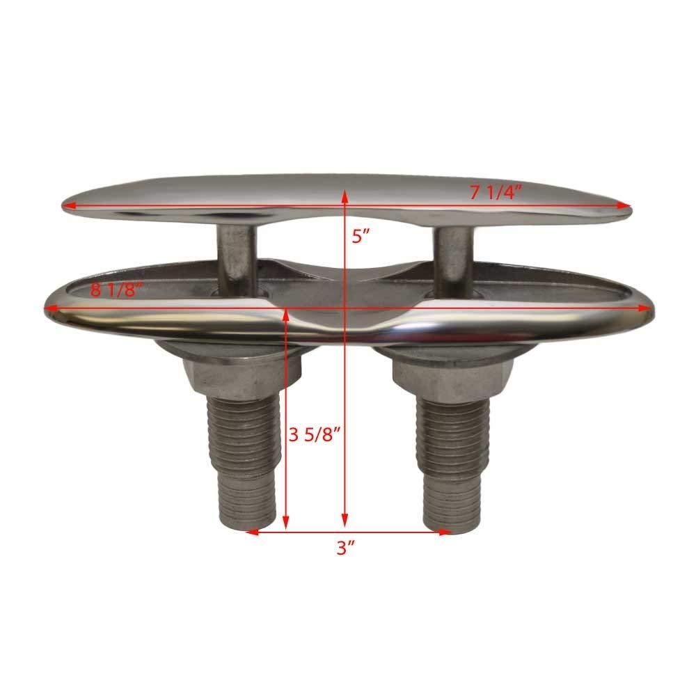 Attwood Retractable 66519-1 Low-Profile Stainless Steel Marine Boat 8-Inch Neat Cleat