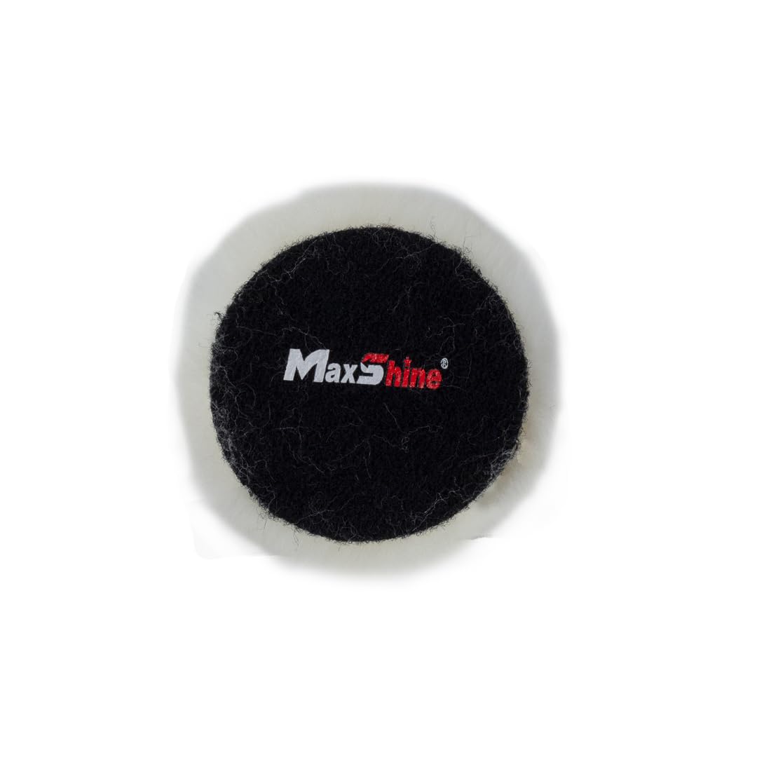 3" Maxshine Universal Wool Buffing Polishing Pad – 100% Natural Wool with Hook & Loop – Professional Pad for Paint Correction & Oxidation Removal – Compatible with DA & Rotary Polishers