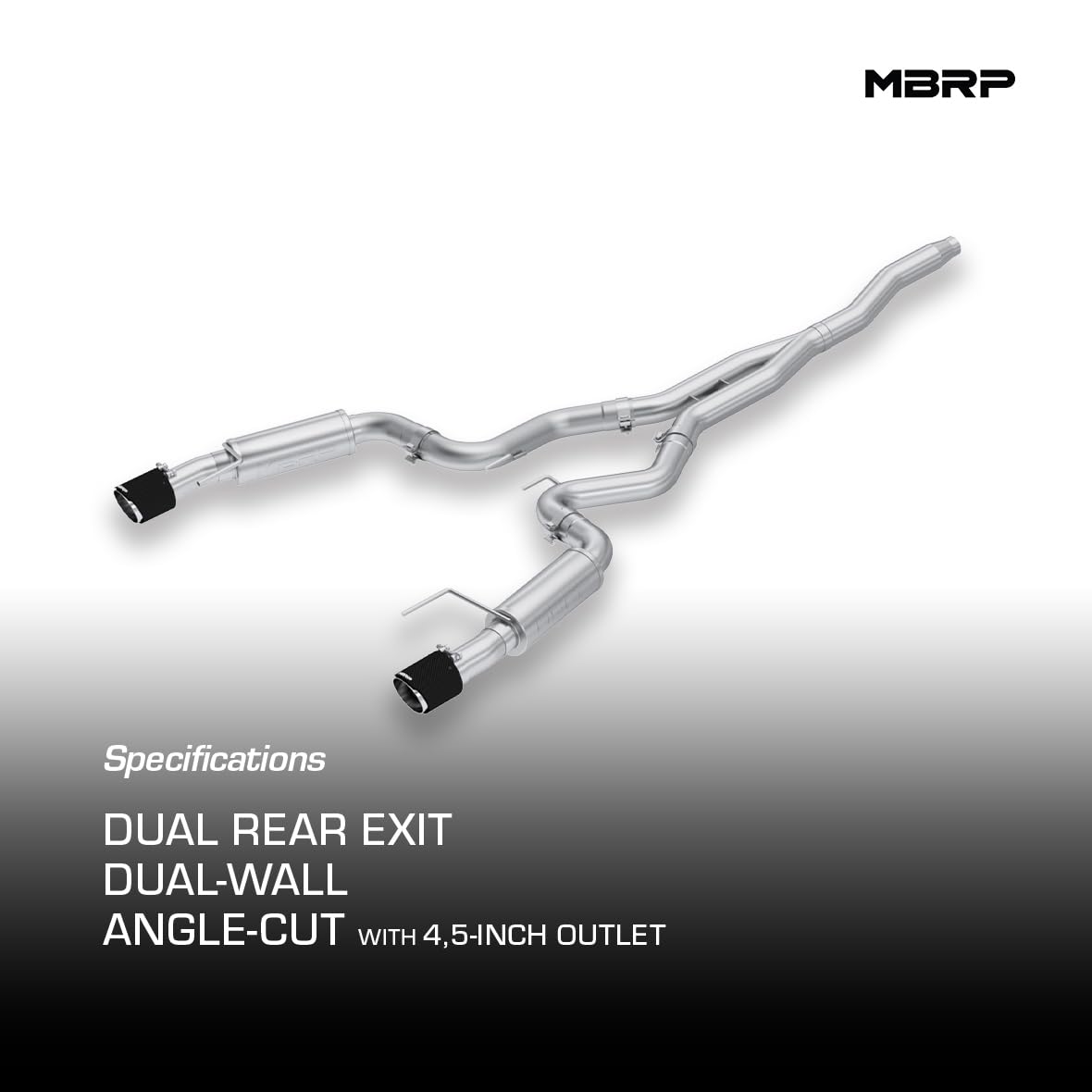 Ford Mustang MBRP 19-22 2.3 EcoBoost 3in Cat-Back Dual Split Rear w/4.5in Carbon Fiber Tips (Race)