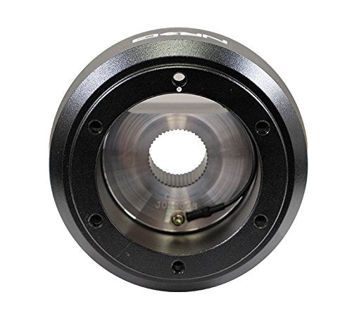 NRG Innovations Short Hub Racing Style Steering Wheel, Lockable Aluminum Steering Shaft, 6x70mm Bolt Pattern Quick Release Adapter Unit, Compatible With 04-06 Pontiac GTO, Black, NRG-SRK-COMH