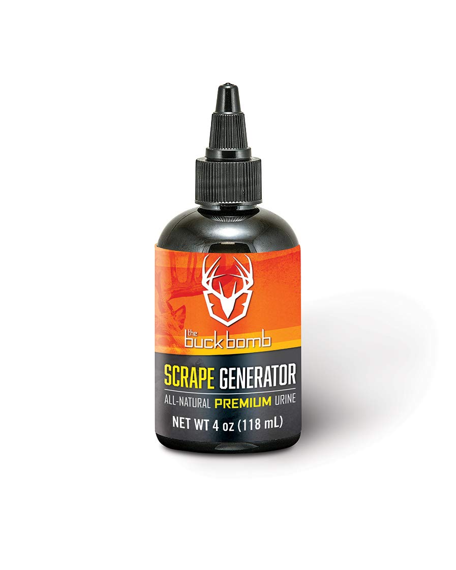 Buck Bomb Hunters Specialties Natural Scrape Generator Liquid Scent w/Wicks | Deer Buck Lure Hunting Primetime Post/Pre Rut Scent Attractant for Hunting, 4 Oz (118 ml.)