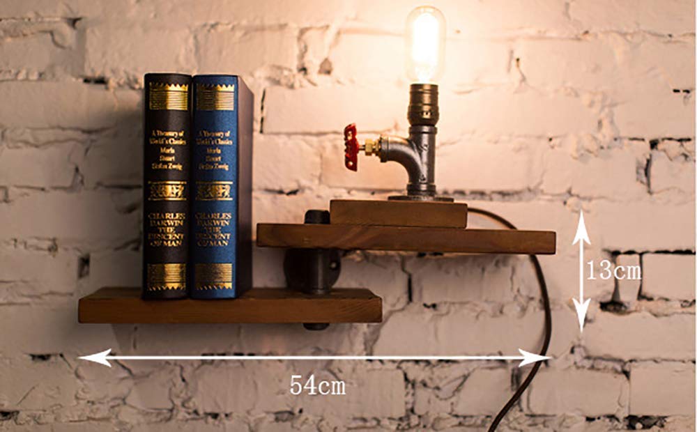 YIMJ American Pipe Coat Rack, Wrought Iron Wall Pipe Retro Background Wood Industry Water Separator Wall Shelves