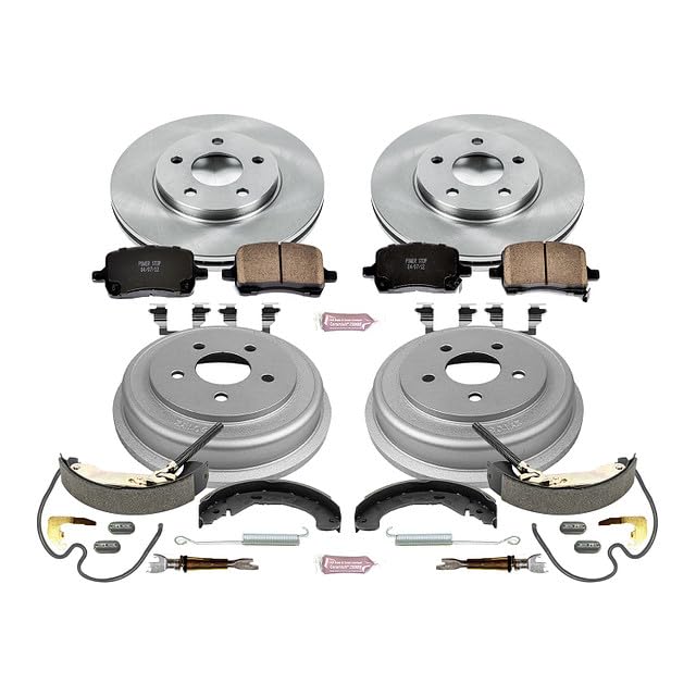 Power Stop Autospecialty KOE15239DK Front and Rear Replacement Brake Kit-OE Brake Drums & Ceramic Brake Pads For Chevrolet Malibu 2004-2007 [Model Specific]