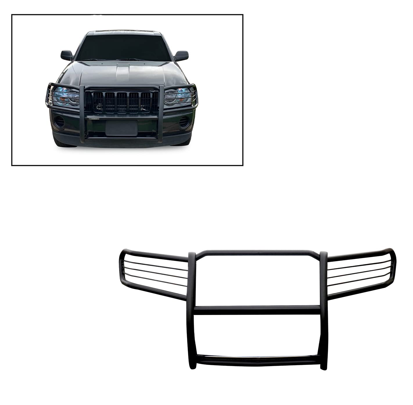 Grille Brush Black Horse Bumper Guard Modular Black Compatible with 2005-2010 Jeep Grand Cherokee-17A080200MA