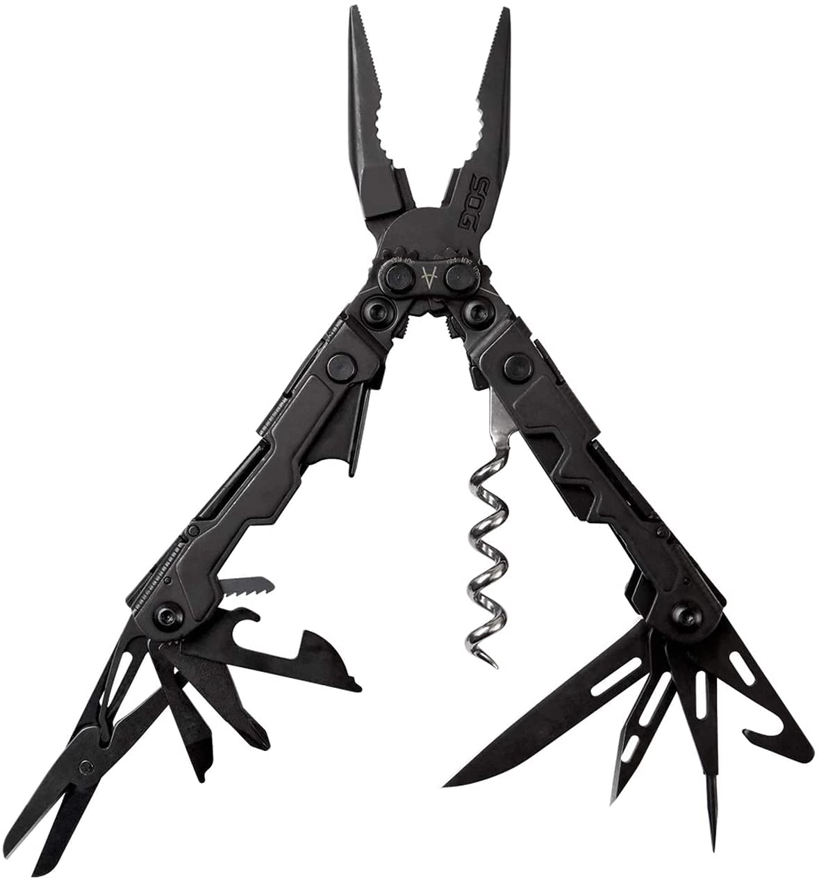 SOG Mini PowerLitre Utility Multi-Tool w/ 19 Lightweight Tools, Compact 5 Inch Long Utility Tool with Knife, Screwdriver, Hex Bit Holder, Black