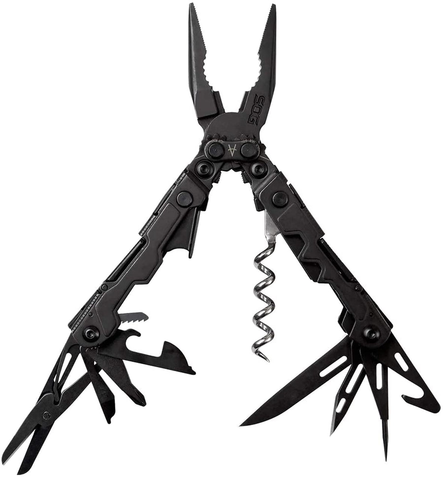 SOG Mini PowerLitre Utility Multi-Tool w/ 19 Lightweight Tools, Compact 5 Inch Long Utility Tool with Knife, Screwdriver, Hex Bit Holder, Black