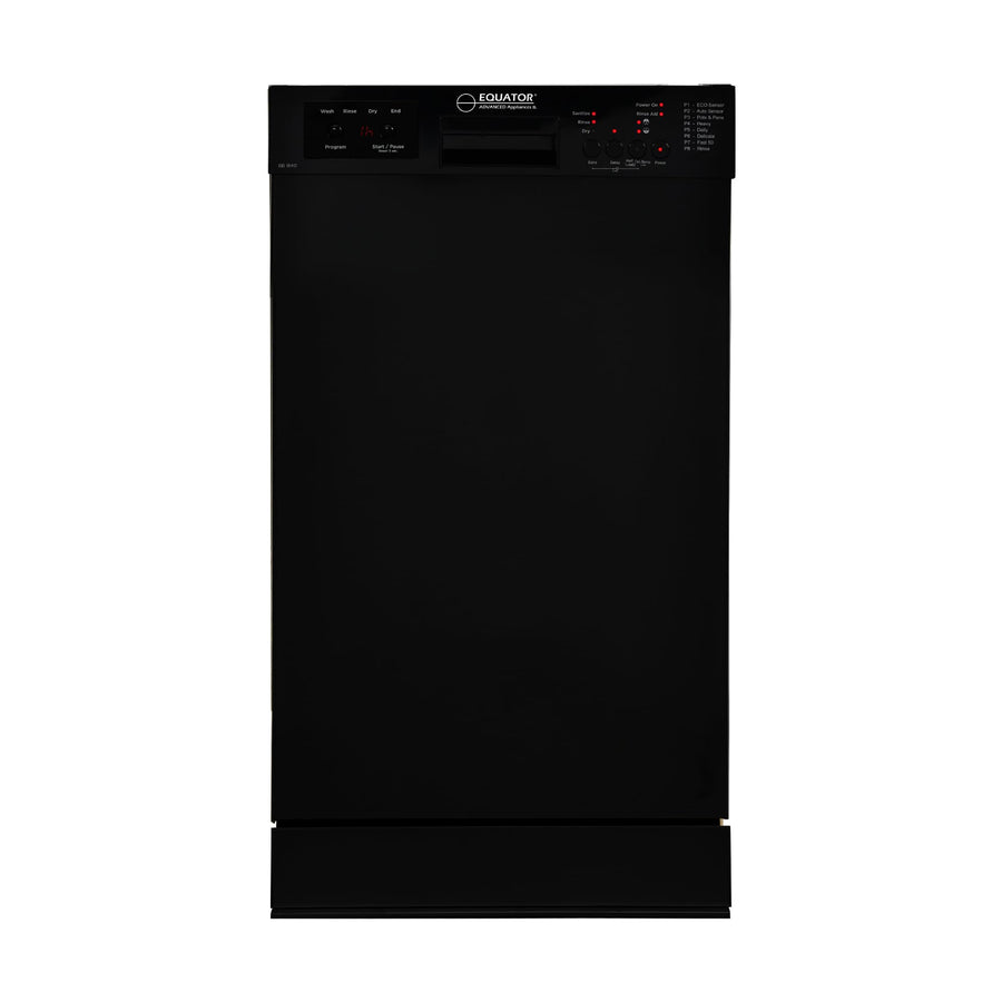 Equator 18" Built in Dishwasher 10 place Rack Wine 8 Wash Sensor Delay 1/2 Load 110V E-Star ADA in Black