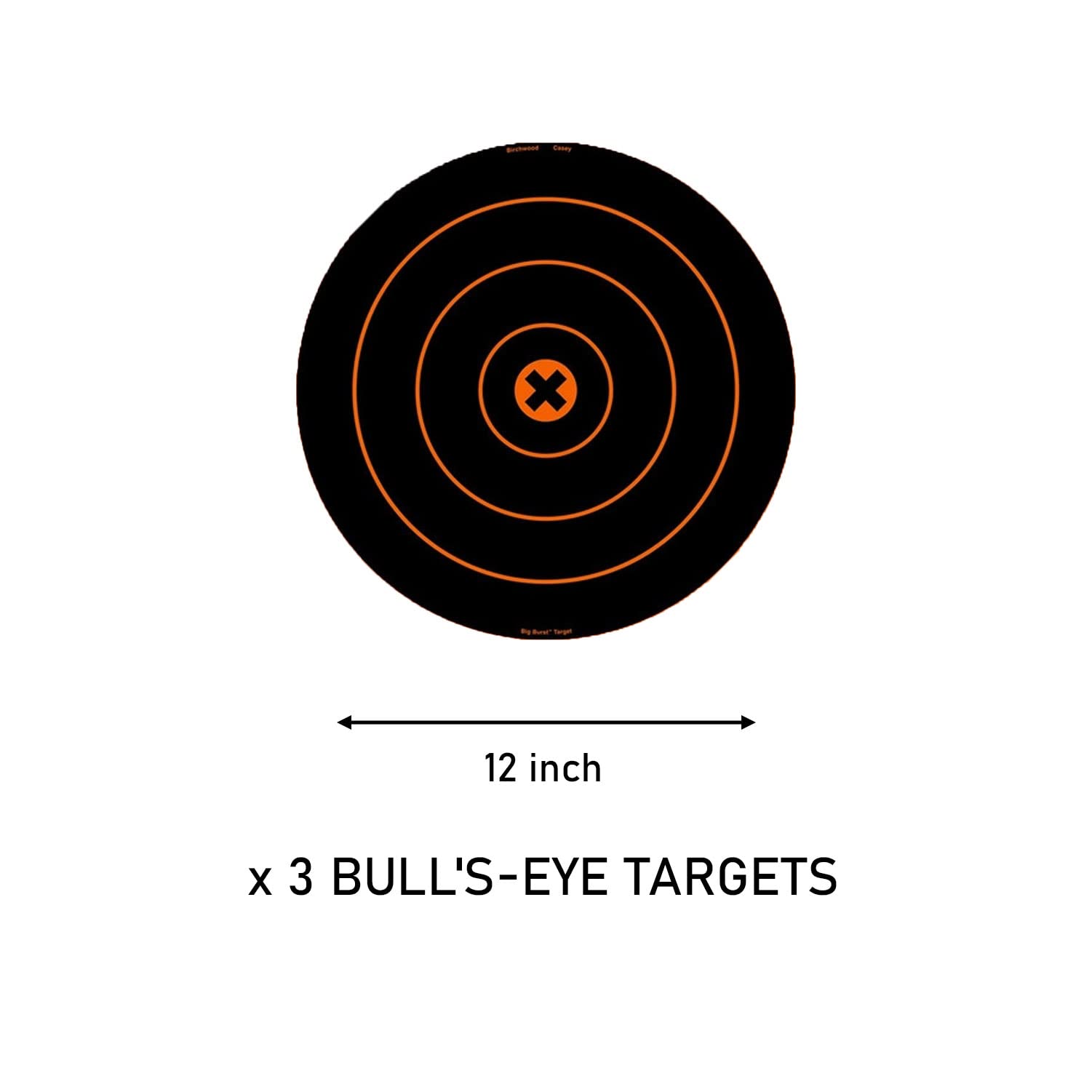 Birchwood Casey Always Flat Big Burst Bull's Eye Adhesive Back Shooting Training Reactive Targets | Pack of 3 Sheets | 12" (1 Target per Sheet)
