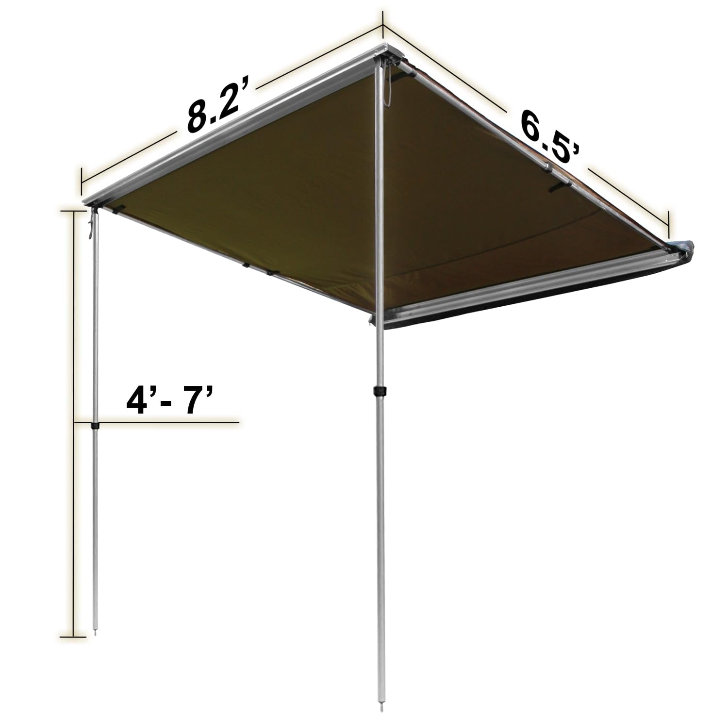 Rooftop OFFGRID Awning Olive Drab Polyester - 8.2ft x 6.5ft Pull-Out Roof Top Awning