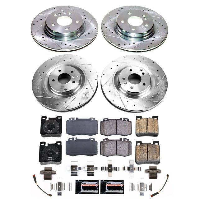 Power Stop Brake Kit Front and Rear For Mercedes - Benz SLK55 AMG 2007-2010 [Model Specific] Z23 Carbon-Fiber Ceramic Brake Pads and Drilled Slotted Rotors K9094