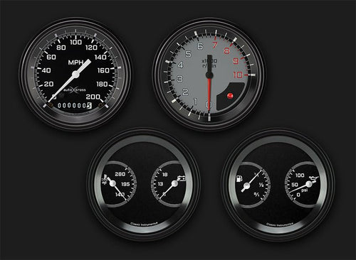 AX05GBLF Classic Instruments Autocross Gray 3 3/8" Speedo/Tach/2 Dual Gauges-GM