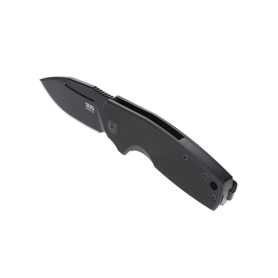 SOG Stout SJ Portable Everyday Carry Camping Folding Knife | Ambidextrous Carry | CRYO D2 Steel Blade | Slip Joint, Blackout, Presentation Box