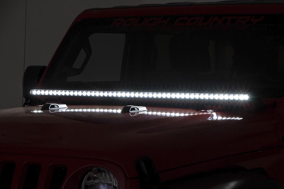 50" Rough Country Single Row LED Light Bar - 19,200 Lumens Cree LEDs, 240W Spot Beam, Off-Road Waterproof Lighting for Jeeps, Truck & UTV