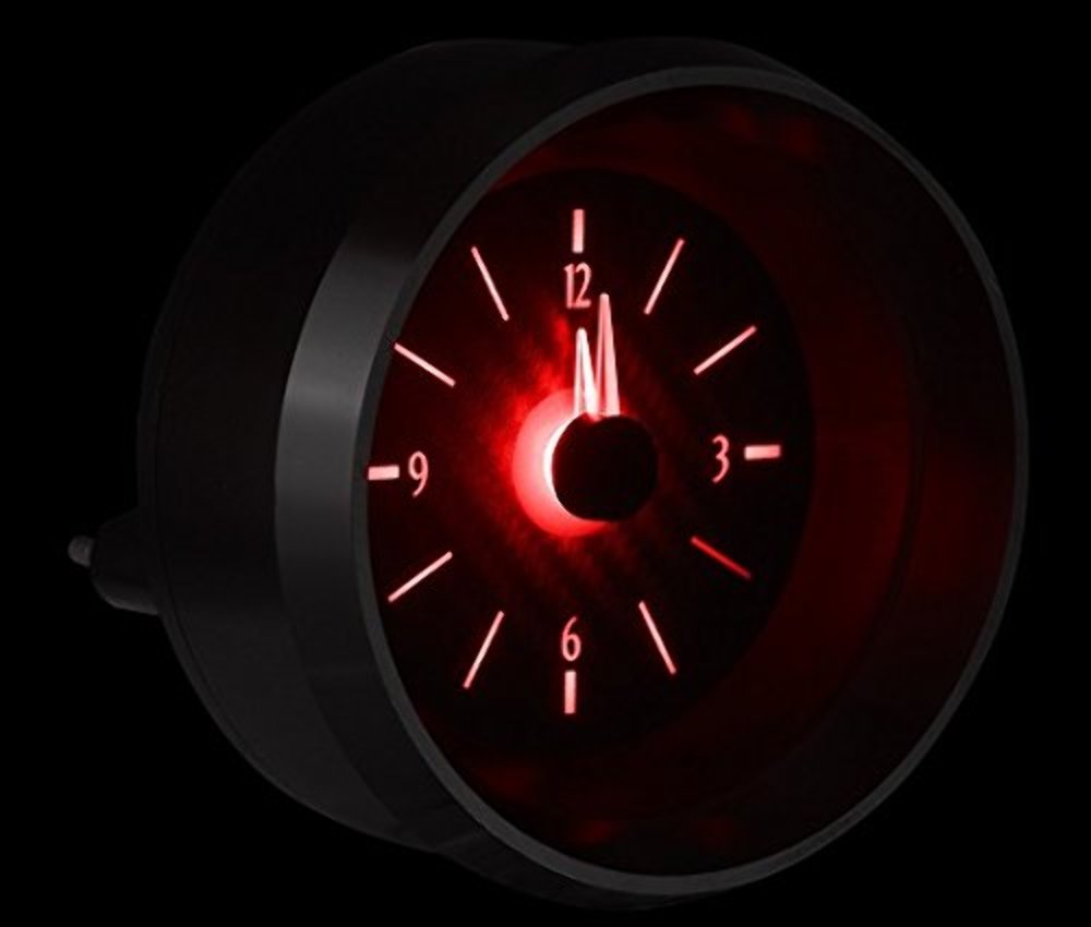 Dakota Digital 63-67 Chevy Corvette Clock Analog Gauge for use with VHX only Carbon Fiber Red Backlighting VLC-63C-VET-C-R