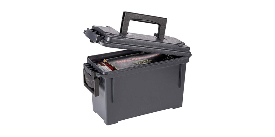 Plano .30 Caliber Field Ammo Box, Black, Lockable Ammunition Storage Box with Heavy-Duty Carry Handle, Small Plastic Ammo Crate, Water-Resistant Protection, Holds 6-8 Boxes of Ammo