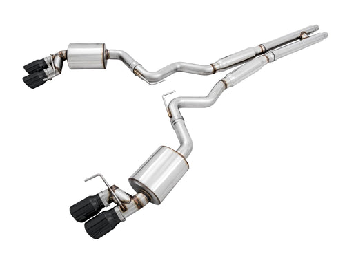 2018+ Ford Mustang GT (S550) AWE Tuning Cat-Back Exhaust - Touring Edition (Quad Diamond Black Tips) - 3015-43106
