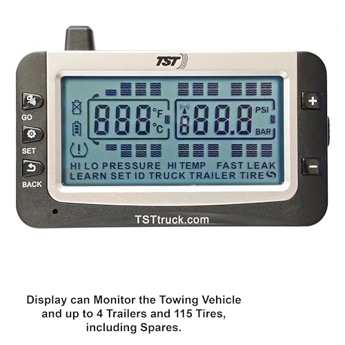 4 Sensor TST 507 Flow Through Tire Monitoring System with Monochrome Display - Handles Multiple Trailers