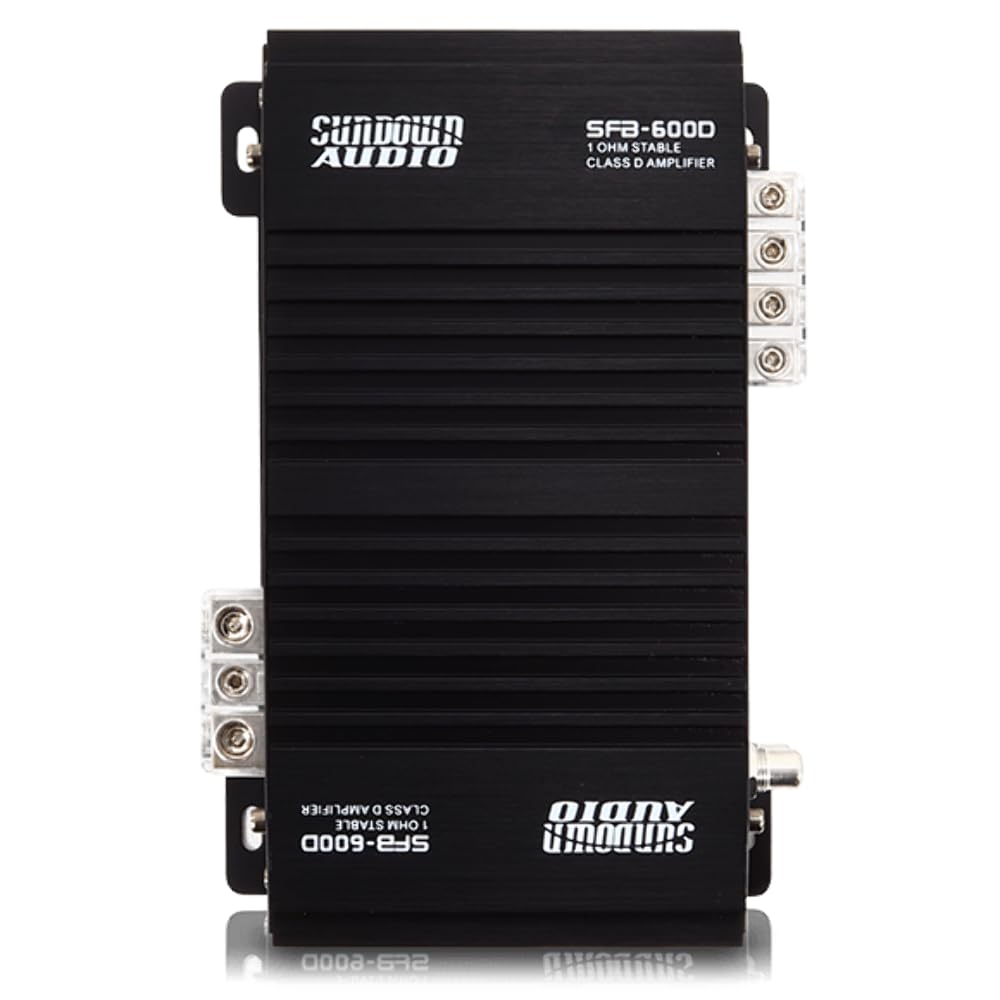 Full Range Sundown Audio Class D Monoblock Amplifier - 1000W/600W RMS 1-Ohm Stable Digital Car Audio Amp with Variable Filters, Bass Boost, Clipping Remote, 4-Way Protection (SFB-600D)
