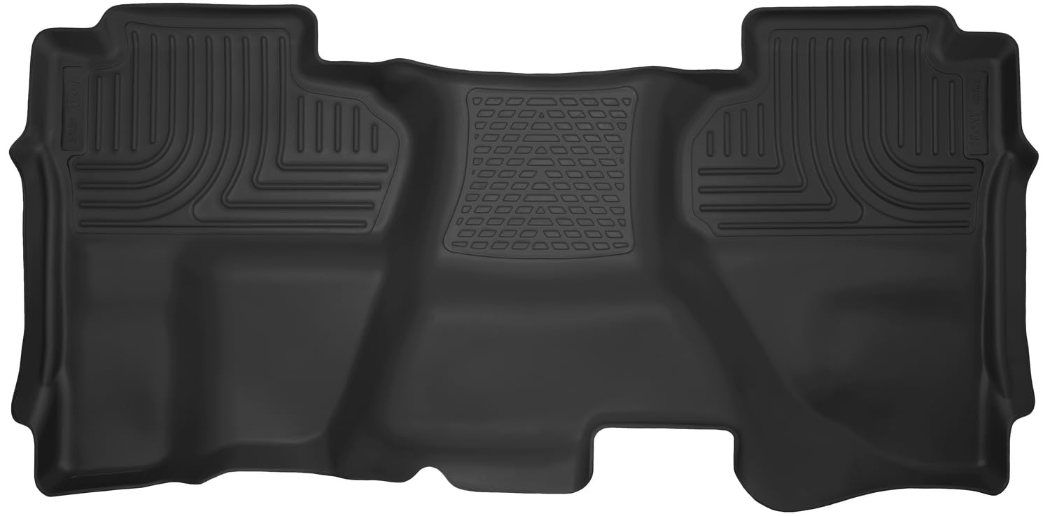 Husky Liners X-act Contour Floor Mats | Fits 2014-2018 Chevrolet Silverado & GMC Sierra 1500; 2015-2019 2500/3500 Silverado/Sierra Double Cab (Full Coverage) | 2nd Row, 1-pc Black - 53911