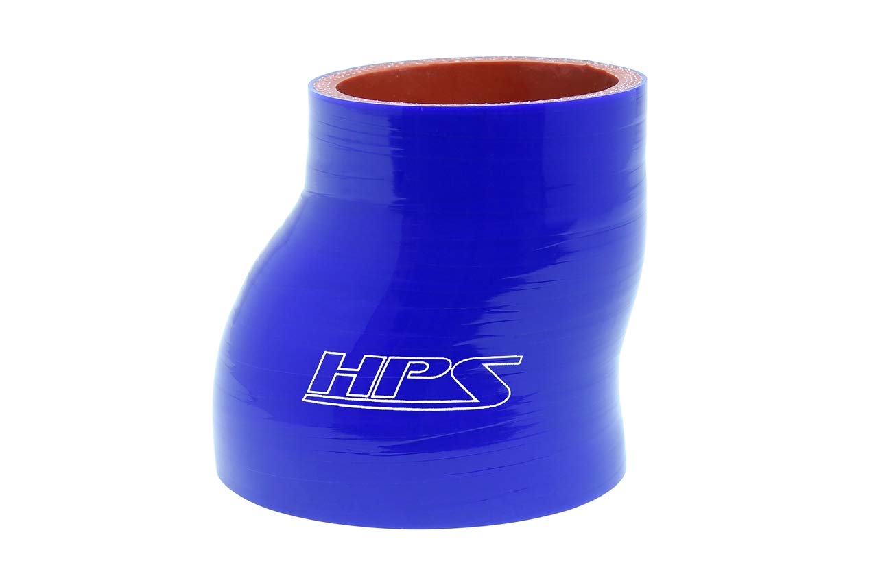 High Temp HPS HTSOR-150-200-BLUE 4-ply Reinforced Silicone Offset Reducer Coupler Hose, 60 psi Maximum Pressure, 1-1/2" - 2" ID, 3" Length, Blue