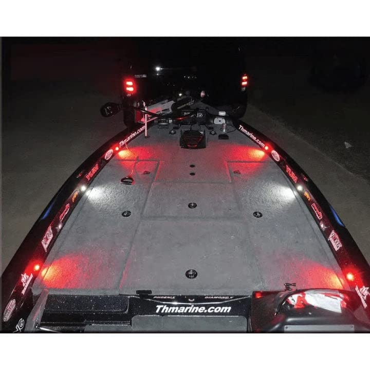 T-H Marine High Intensity LED Oval Courtesy Light/Rock Light Kits 6 Pack Black/Red(4) & White (2) LED