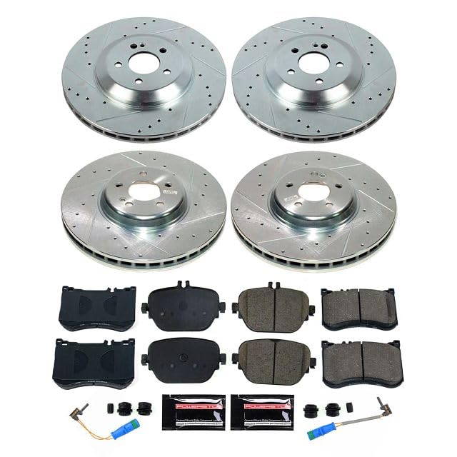 Power Stop Brake Kit Front and Rear For Mercedes - Benz E53 AMG 2019-2021 [Model Specific] Z23 Carbon-Fiber Ceramic Pads and Drilled Slotted Rotors K9024