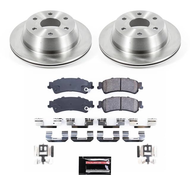 POWERSTOP Rear KOE2018 Autospecialty Replacement Brake Kit Brake Rotors and Ceramic Brake Pads For Chevy Silverado 1500 Suburban 1500 | Sierra 1500 Yukon XL Yukon Denali [Model Specific 6 Lug Only]