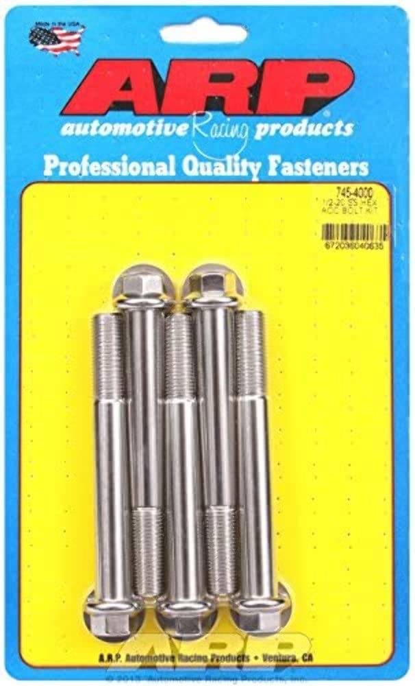 ARP 1/2-20" x 4.000 UHL 6-Point Stainless Steel Bolt Kit - 5 Piece 745-4000