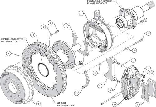 Rear FNSL4R P-Brk Kit,12.88", Drilled, Red