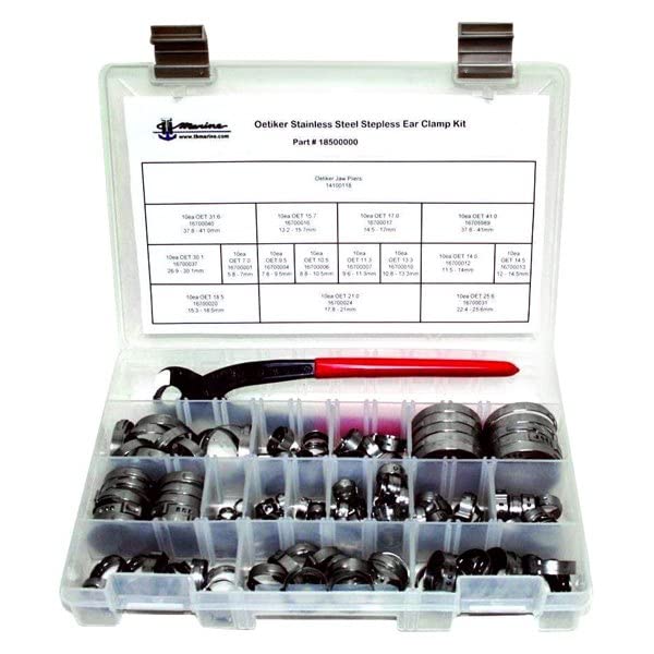 Oetiker T-H Marine Stainless Steel Stepless Ear Hose Clamps - OETIKER CLAMPS-100/BAG - 12 0-14 5 mm (16700013)