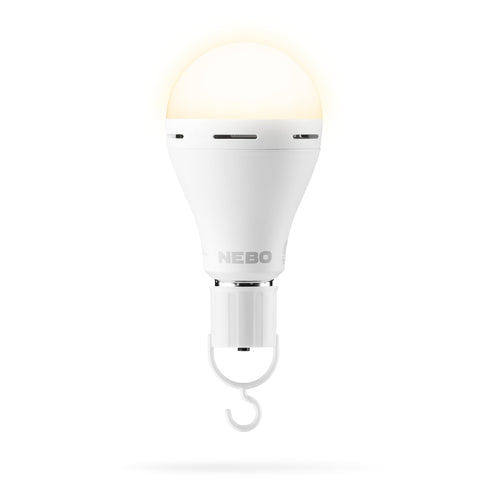 BLACKOUT BACKUP NEBO Emergency Bulb | 850 Lumens, 4 Light Modes, LED Rechargeable Light Bulb, Automatic Charging, Works Without Power, E26 Screw Base, Includes Power Cap & Portable Hanging Hook
